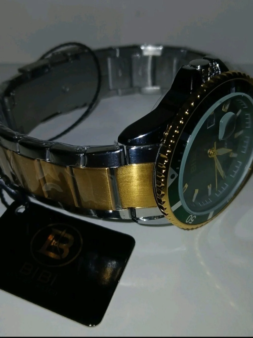 BIBI Men's Green Dial Two-Tone Stainless Steel Watch